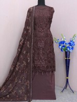 Black Plum Faux Georgette Pakistani Style Suit